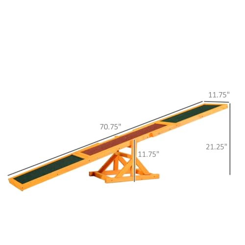 Wooden Dog Agility Seesaw for Training and Exercise, Platform Equipment Run Game Toy, Weather Resistant Pet Supplies Gray 71" L x 12" W x 12" H