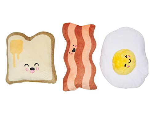 Pearhead Breakfast Dog Toy Set - 3-Piece Bunch Food Theme (Egg - color: Barkfast Dog Toy Set, size: One Size