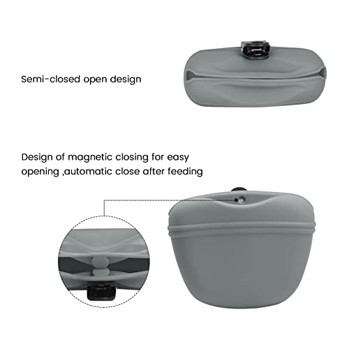 AUDWUD Silicone Dog Treat Pouch with Clicker Magnetic Closure Secure Clip - color: Light grey, size: 1 Pack