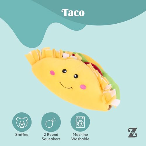 ZippyPaws NomNomz Dog Squeaky Toys to Keep Them Busy, Pet Products - Taco - color: Taco