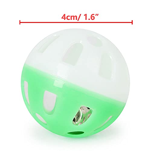 VOVIGGOL 12PCS 4CM Cat Toy Ball with Bell, Pet Ball Kitten Toy with Bell Cat Jingle Balls for Cats Kitten, Plastic Jingle Balls Pounce Chase Rattle Toys, Random Color - color: 12 Cat Bell Ball