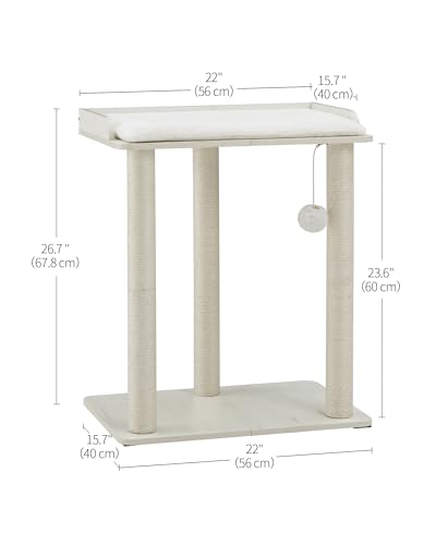 FourFurPets Modern Cat Tree for Large Cats, Full Sisal Cat Scratching Post - color: White, size: 22"L x 15.7"W x 26.7"H