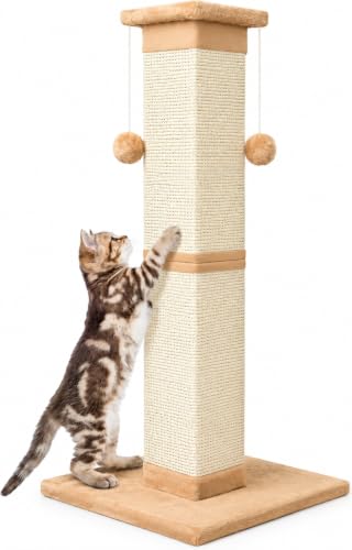 Cat Scratching Post 33 Inch Nature Sisal Cat Scratch Post for Indoor Cats, Large Cat Scratcher Protect Your Furniture Orange - color: Orange