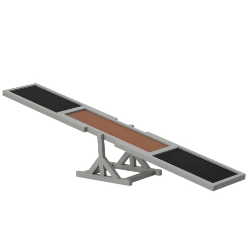 PawHut Wooden Dog Agility Seesaw for Exercise 71" L x 12" W x 12" H Gray - color: Grey, size: 70.75" x 11.75" x 11.75"