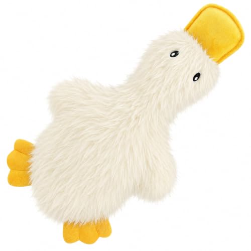 Best Pet Supplies Interactive Squeaky Dog Toy - Crinkle Duck, White - color: Crinkle Duck (White), size: Large