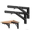 Black Folding Shelf Brackets Max. Load 220 lb, Heavy Duty DIY Wall Mounted Shelf Bracket Space Saving for Table Work Bench (12 INCH-2PCS) - size: 12 INCH-2PCS