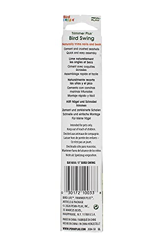 PENN-PLAX Bird-Life Trimmer Plus Cement & Metal Swing – Naturally Trims Nails & Beak – Great for Parakeets, Cockatiels, Finches, and Other Small Birds – Small Size - size: No Size