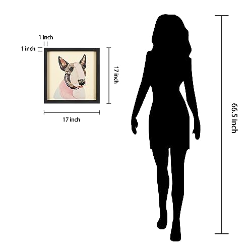 Empire Art Direct American Bull Terrier Dimensional Art Collage Hand Signed by Alex Zeng Framed Graphic Dog Wall Art, 17" x 17" x 1.4", Ready to Hang - color: Pink & Purple, size: 17"L x 17"W