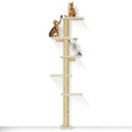 PAWSCRAT 5-Tier Wall-Mounted Cat Tree, 80-Inch Sisal Post, Beige - color: Beige