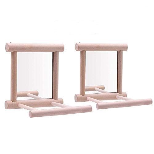 Litewoo Bird Mirror with Perch Parrot Swing Interactive Play Toys, 2 PC - color: Bird Mirror Perch Stand-2 PCS