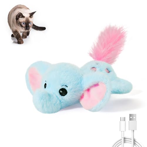 Potaroma Cat Toys Flapping Elephant, Touch Activated Interactive Kicker