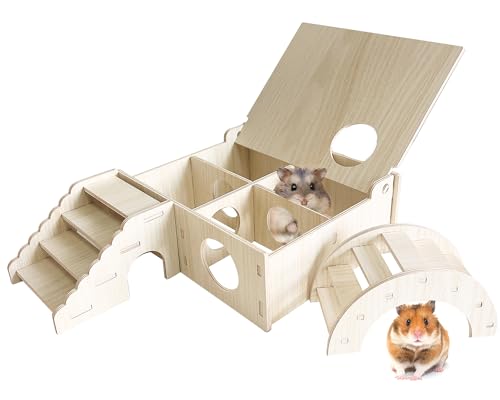 Multi-Chamber Wooden Hamster Hideout & Tunnel with Secret Peep Shed - color: 4-Chamber Hamster Maze