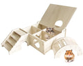 Multi-Chamber Wooden Hamster Hideout & Tunnel with Secret Peep Shed - color: 4-Chamber Hamster Maze