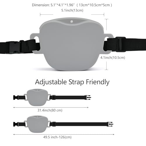 AUDWUD Magnetic Silicone Dog Treat Pouch with Adjustable Belt - color: Light Grey, size: 1 Pack