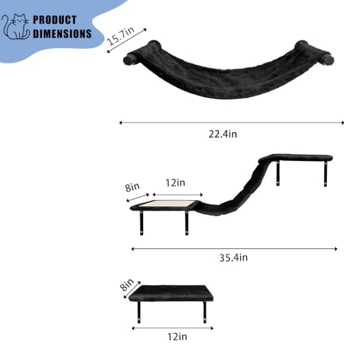 Cat Wall Shelves Set Cat Mounted Climbing Wall System Wall Furniture - color: Pure Black