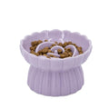 Ceramic Cat Slow Feeder, Raised Slow Feeder Cat Bowl, Anti Vomiting and Whisker Friendly Kitty Dish, Elevated Puppy Kitten Food Bowl for Dry and Wet Food (Purple) - color: Purple