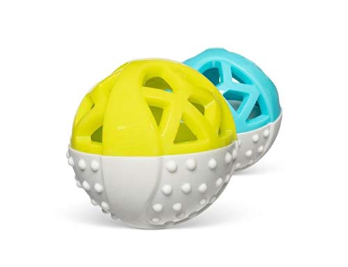 Messy Mutts Totally Pooched Catch n Squeak Ball, 3.5 Inch, Grey/Teal - color: Grey / Teal