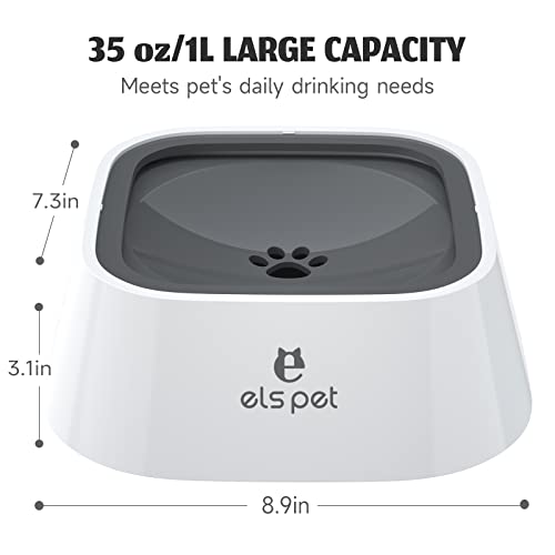 ELS PET Travel Bowl 35oz 1L No Spill Dog Cat Bowl Anti Slip Water Dispenser - color: Grey, size: 1L