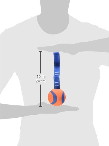 Chuckit! Ultra Tug Dog Toy - Ultra Ball on a Durable Nylon Cord Handle - Fetch and Tug-of-War Toy for Dogs - for Breeds 60-100 lbs - 3-inch Diameter - Orange and Blue Large (Pack of 12) - size: Large (Pack of 12), style: Ultra Tug