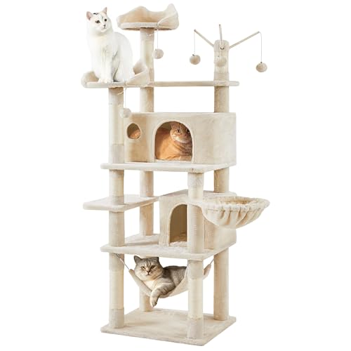 Yaheetech 67in Multi-Level Cat Tree Tower with Dangling Teaser Toys - color: Beige