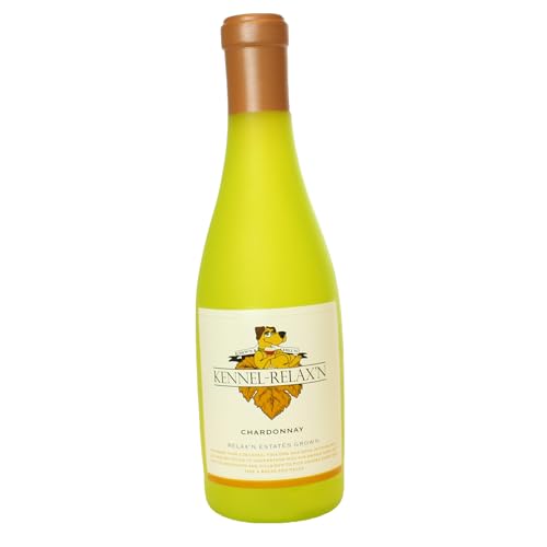 SILLY SQUEAKERS Tuffy Kennel Relaxin Wine Bottle Dog Toy: Squeaky Dog Toy, Washable and Floats, Vinyl Construction - color: Yellow Kennel Relaxin Wine Bottle