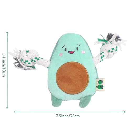 Green Sheep Puppy Plush Dog Toy, No Stuffing Squeaky Toy with Recycled Cotton Rope for Teething, Comfort and Gentle Play, Small Dogs and Puppies, Chew Toy, Avacado - color: Avocado