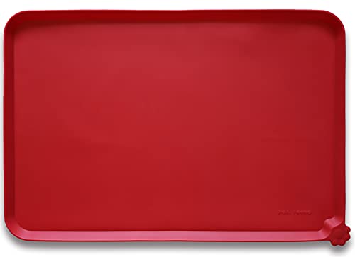 Hoki Found X-Large Silicone Non Slip Pet Feeding Mats - Waterproof Dog Cat Food Mats for Carpet - Classic Red - color: Classic Red, size: 28"L x 20"W