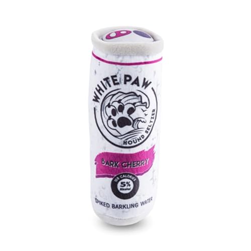 Haute Diggity Dog White Paw Can Plush Dog Toy, Drink Parody Chew Toys - color: WP - Bark Cherry (White, Purple, Black), size: One Size