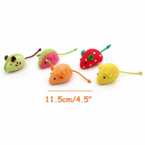 Catnip Cat Mice Toys Interactive Mouse Cat Toy for Indoor Adult Cats Kitten Kitty Baby Cat Chew Exercise Toy Fruit-Shaped Mice Cat Toy Set - 5PCS