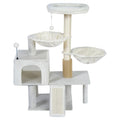 Smouatou Cat Tree with Cat Condo and Two Hammocks, Cat Tower with Scratching Posts and Scratching Pads Cat Toys, Beige - color: Beige2, size: Small
