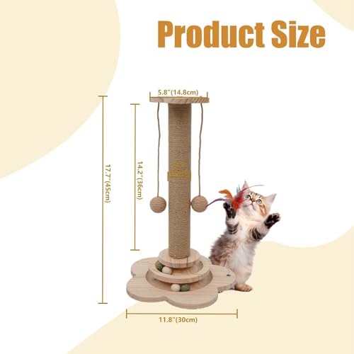 4-in-1 Wooden Cat Scratching Post for Kittens, Cat Tower for Indoor Cats - size: 11.8"L x 11.8"W x 3.1"H
