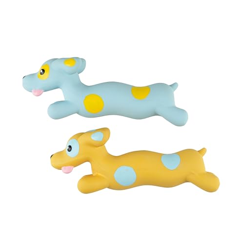 Squeaky Dog Toys [2-Pack], Natural Latex Interactive Squawking Toy for Small Medium Dogs, Durable Bite-Resistant Puppy Chew Toys for Boredom & Teething
