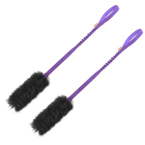 HOWGO Bungee Dog Toy, 100% Sheepskin Tug Rope (Purple, Long w/o Ball 2PC) - color: Purple, size: Long Without Ball 2Pack