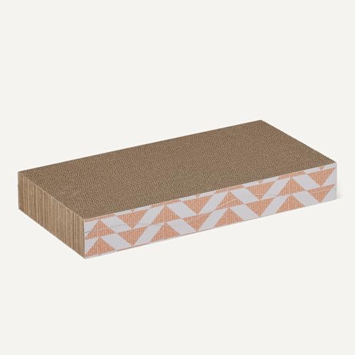 Amazon Basics Cat Scratching Post, Reversible Double-Sided Corrugated Cardboard with Catnip, Curved Wave Design, 16.5 x 8.1 x 1.6 in, 2-Pack