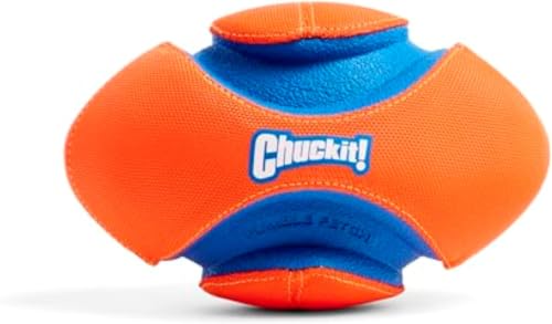 Chuckit! Fumble Fetch Dog Football - Outdoor and Indoor Interactive Dog Toy with Grooved Design for Easy Pickup - Made from Durable Rubber - Floats in Water - Small - Orange and Blue (Pack of 6) - size: Small (Pack of 6), style: Orange/Blue