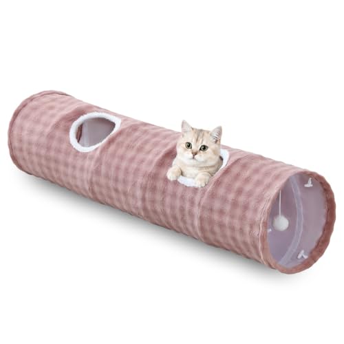 Straight Bubble Cat Tunnel for Indoor Cats 47"x12", Dusty Pink - color: Dusty Pink, size: Straight