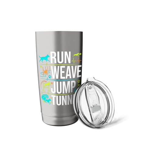 Run Weave Jump Tunnel Dog Agility Stainless Steel Insulated Tumbler - color: Brushed Steel
