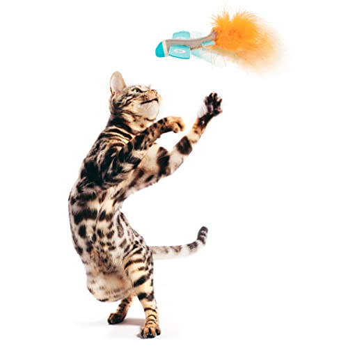 Petlinks HappyNip Felt Flyer Launcher Cat Toy, Contains Silvervine & Catnip - Blue/Orange, One Size - color: Felt Flyer, size: Set of 1
