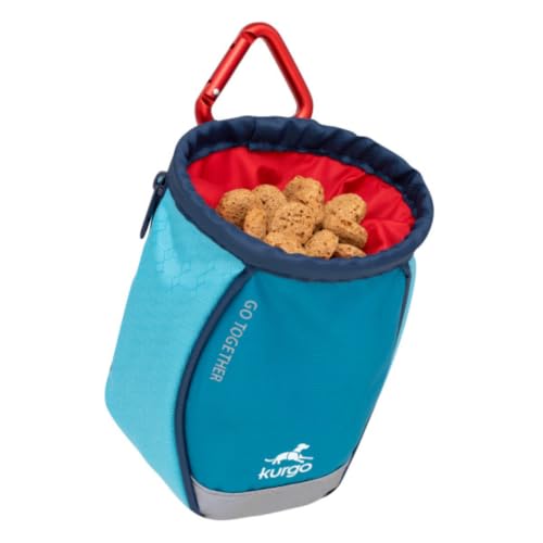 Kurgo Go Stuff It Dog Treat Bag, Coastal Blue - color: Coastal Blue, style: Belt Clip, Old Carabiner