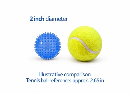 Squeaky Spiky Dog Ball for Teeth Cleaning & Gum Massage 2 Inch Puppy Small Dogs Blue | Spiny TPR Rubber Chew Toy for Fetch Play Interactive Bouncy Dental Ball Durable BPA Free Nontoxic Floats - size: 2 Inch Blue Ball 1-Pack