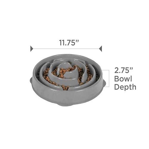 Outward Hound Fun Feeder Slo Bowl Dog Slow Feeder, Drop, Gray, 11.8" - color: Gray, size: Large