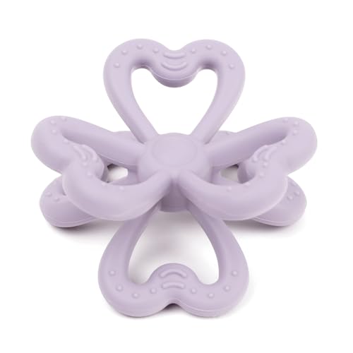 haakaa Silicone Clover Teether, Teethers for Babies 3 Months+, Lavender - color: Lavender