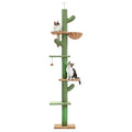 PAWZ Road Cactus Floor-to-Ceiling Cat Tree 5-Tier Cat Tower with Hammock - color: Green, size: Free Stand