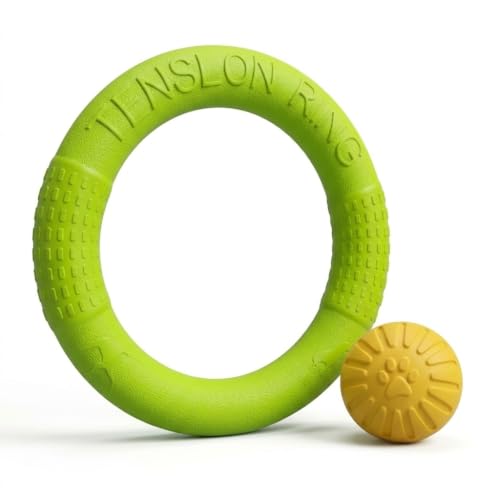 Large Dog Toy Ring and Ball Combo Set, Floating EVA 2 Pack (Green, Large) - color: Green, size: Large