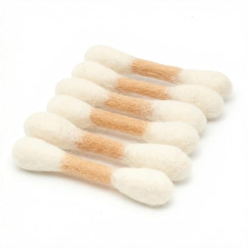 Glaciart One MINI Swabs Cat Toys with Catnip - 6 Pk | Durable for Chew, Cute Cat Toys Interactive Kitty for Boredom, Exercise, & Play | Filled w/Organic Catnip for Anxiety & as Digestive Aid - color: Beige Swabs, size: Mini