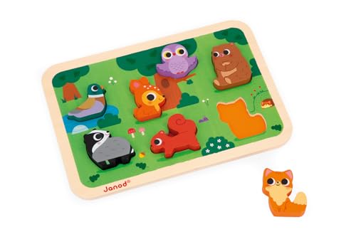 Janod - Chunky pegged Puzzle - Forest - 7 Pieces - style: Forest