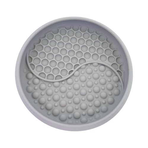 YAMI Dog Lick Bowl, Lick Mat for Dogs, Wet Food Cat Slow Feeder, Freeze Bowl, Enrichment & Puzzle Toy for Anxiety Relief, Food-Grade Silicone, Suction Cups, Dishwasher Fit, for All Breed (Light Gray) - color: Light Gray