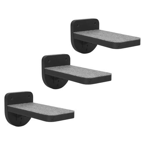 ESPETS Set of 3 Black Cat Wall Climbing Steps, Wall Mount Floating Shelves - color: Black