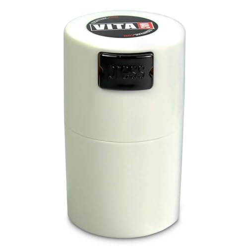 Vitavac 5g to 20g Airtight Vacuum Seal Portable Container, White - color: White