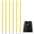6 Pcs 5FT Adjustable Agility Training Poles for Soccer,Basketball,Football,Dog,Horse Training-Speed and Agility Training Equipment Sports Training Sticks with Stainless Steel Ground Nails - color: Yellow